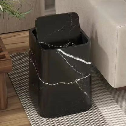 360° Rotating Lid Trash Bin with Marble Pattern