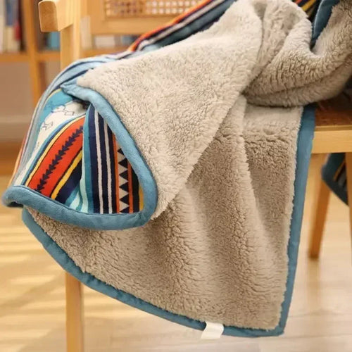 Cozy Ethnic-Style Flannel Blanket | Soft Coral Fleece Throw for Winter