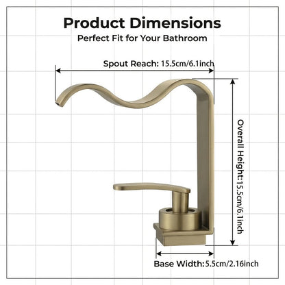 Brushed Brass Basin Faucet with Waterfall Spout