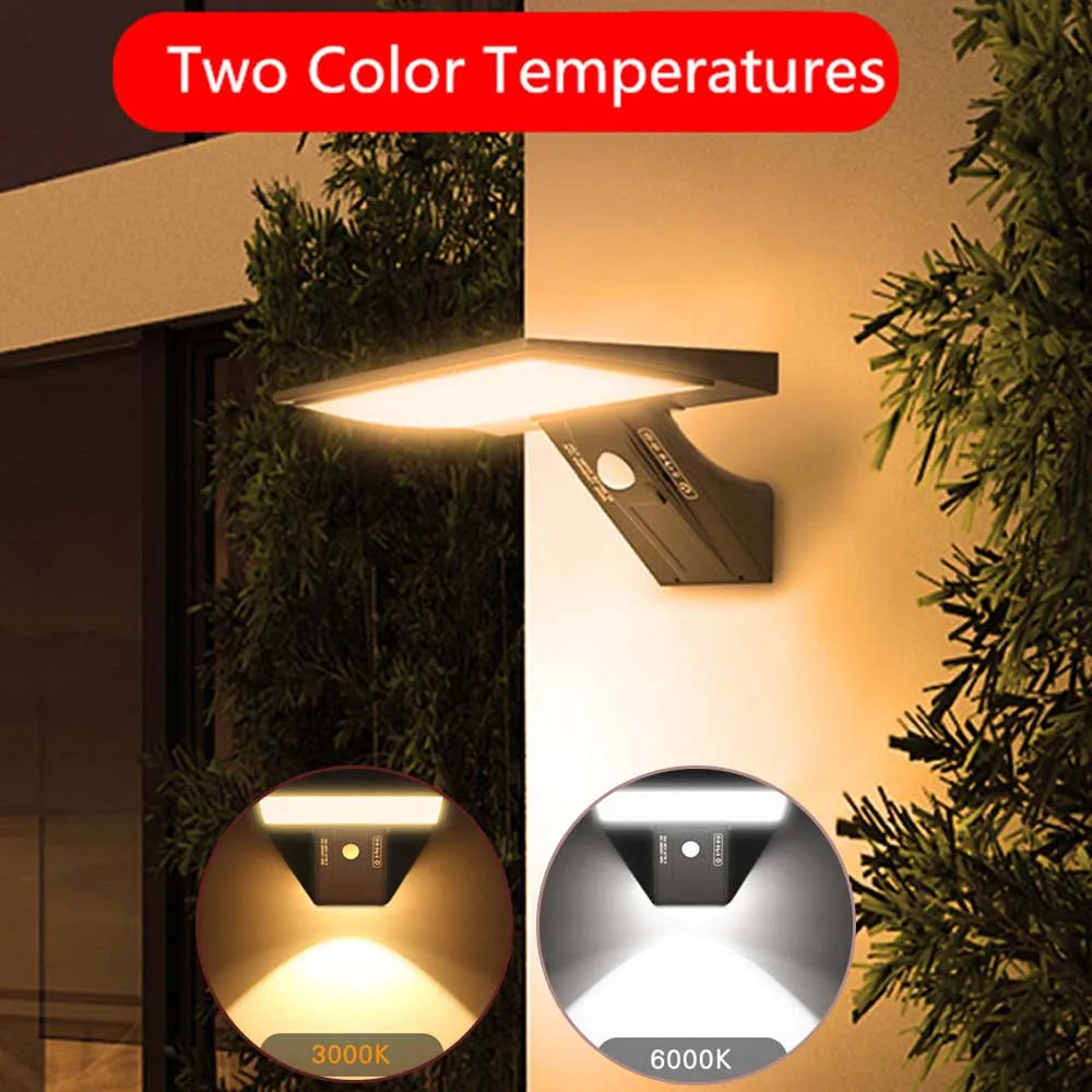 Solar Wall Light with Motion Sensor | 90 LEDs | Waterproof IP65 | Warm White Light