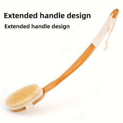 Back Cleaning Sponge Brush with Long Wooden Handle and Soft Bristles
