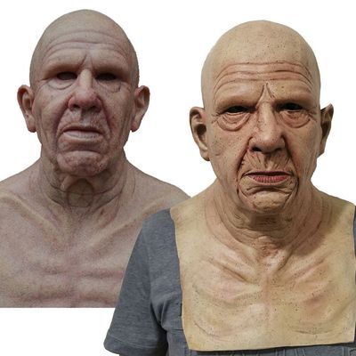 Realistic Latex Halloween Mask for Adults – Creepy Old Man Design