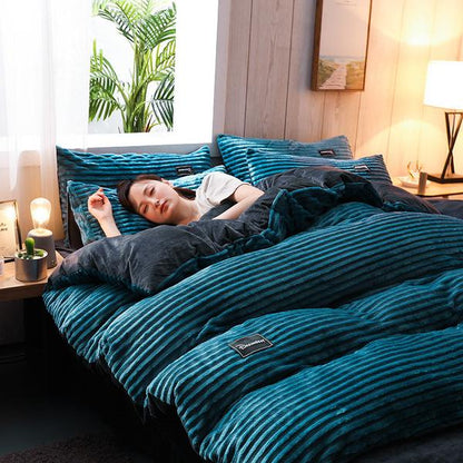 Thick Corduroy Velvet Bedding Set