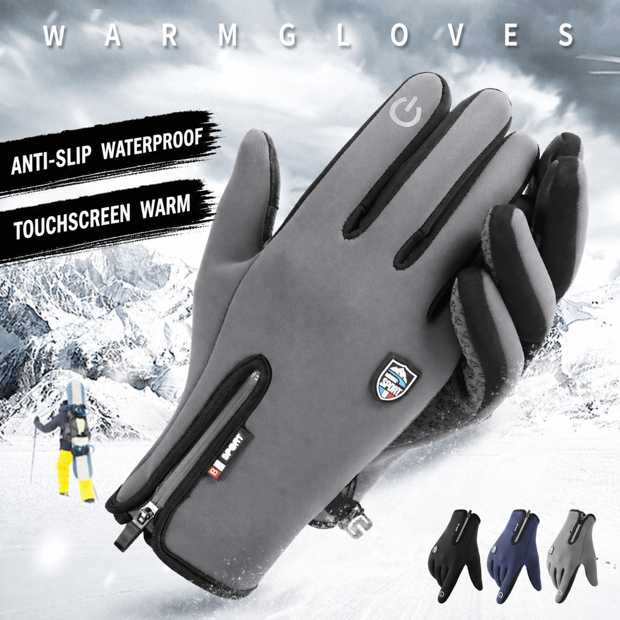Winter Gloves with Zipper Design – Touchscreen and Waterproof