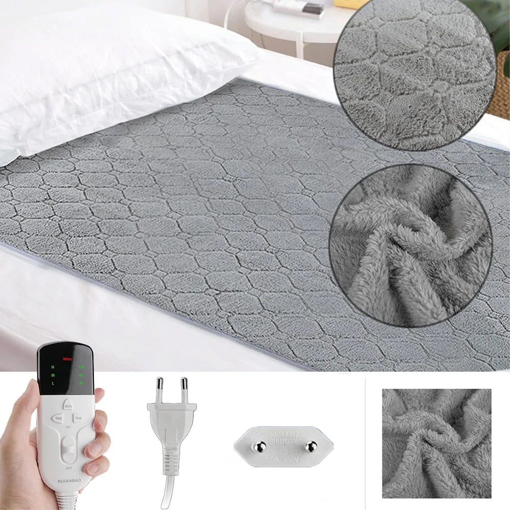 Electric Heating Blanket | Dual-Layered Flannel Throw with Timer & Overheat Protection | 220V, 150 × 75 cm