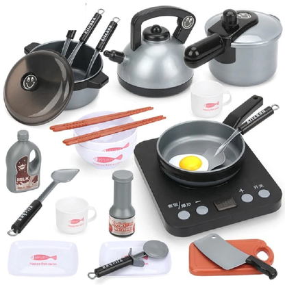 Kids Play Kitchen Tool Set - Pretend Cooking Utensils