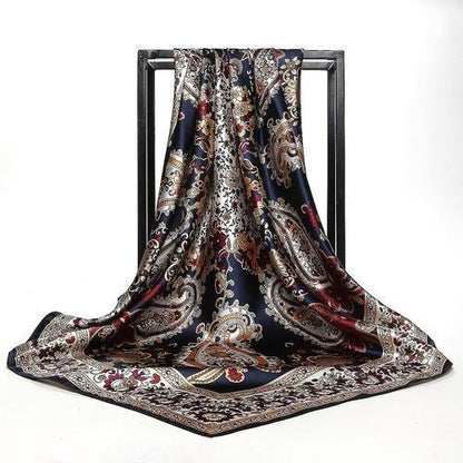 Large Square Simulation Silk Scarf – Versatile Fashion Accessory