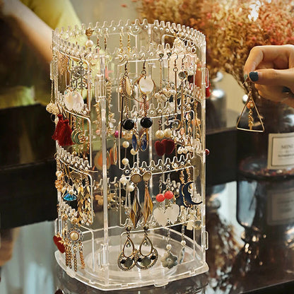 Jewelry Organizer Stand - Rotatable Plastic Holder for Earrings & Necklaces - 360° Display for Stylish Storage