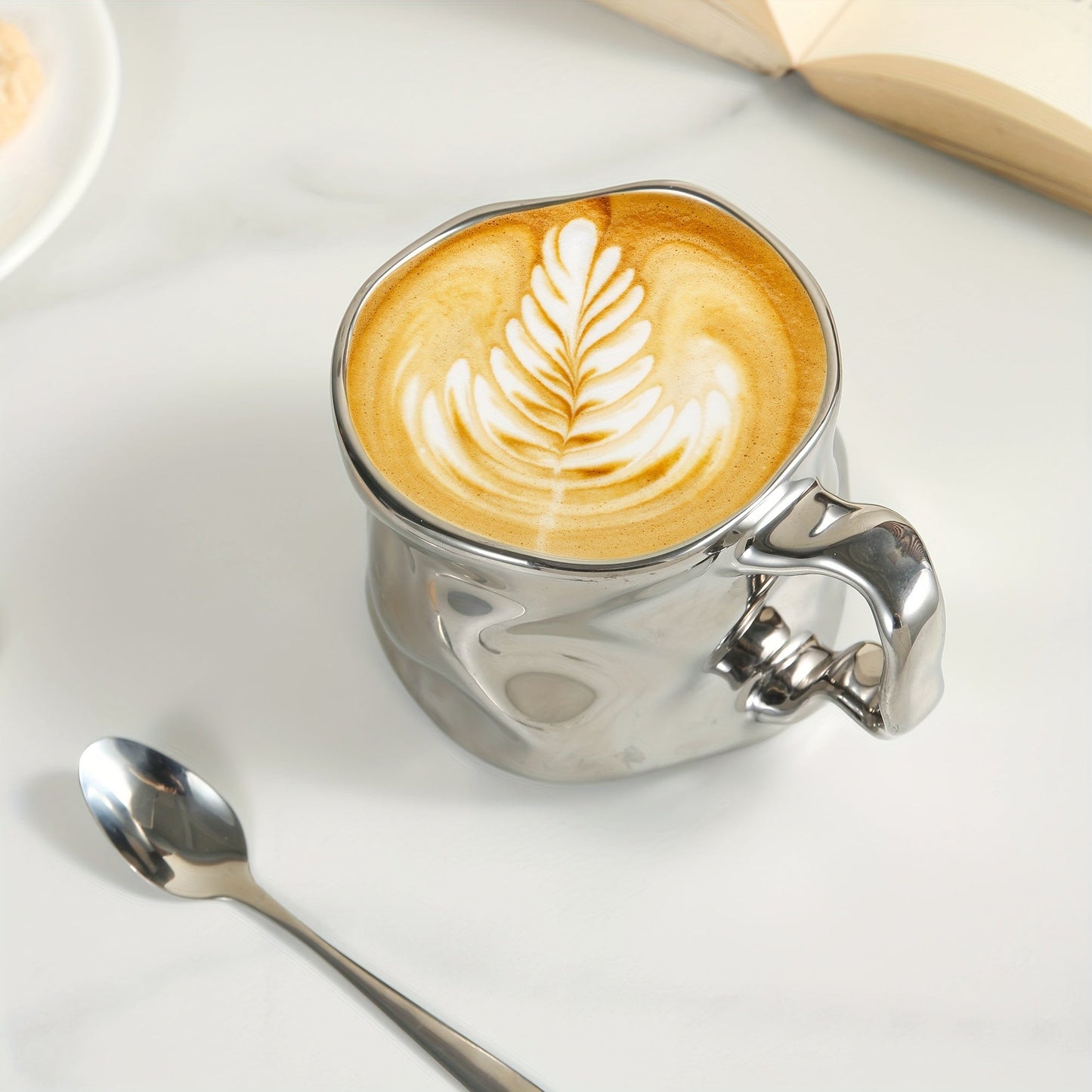 Handcrafted Ceramic Coffee Mug with Distinct Crinkled Pattern