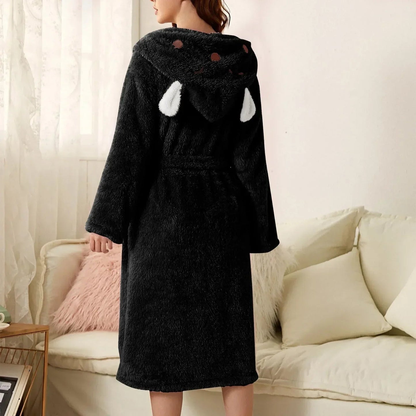 Hooded Fleece Bathrobe with Bunny Ears | Soft, Warm & Easy Care for Cozy Moments at Home