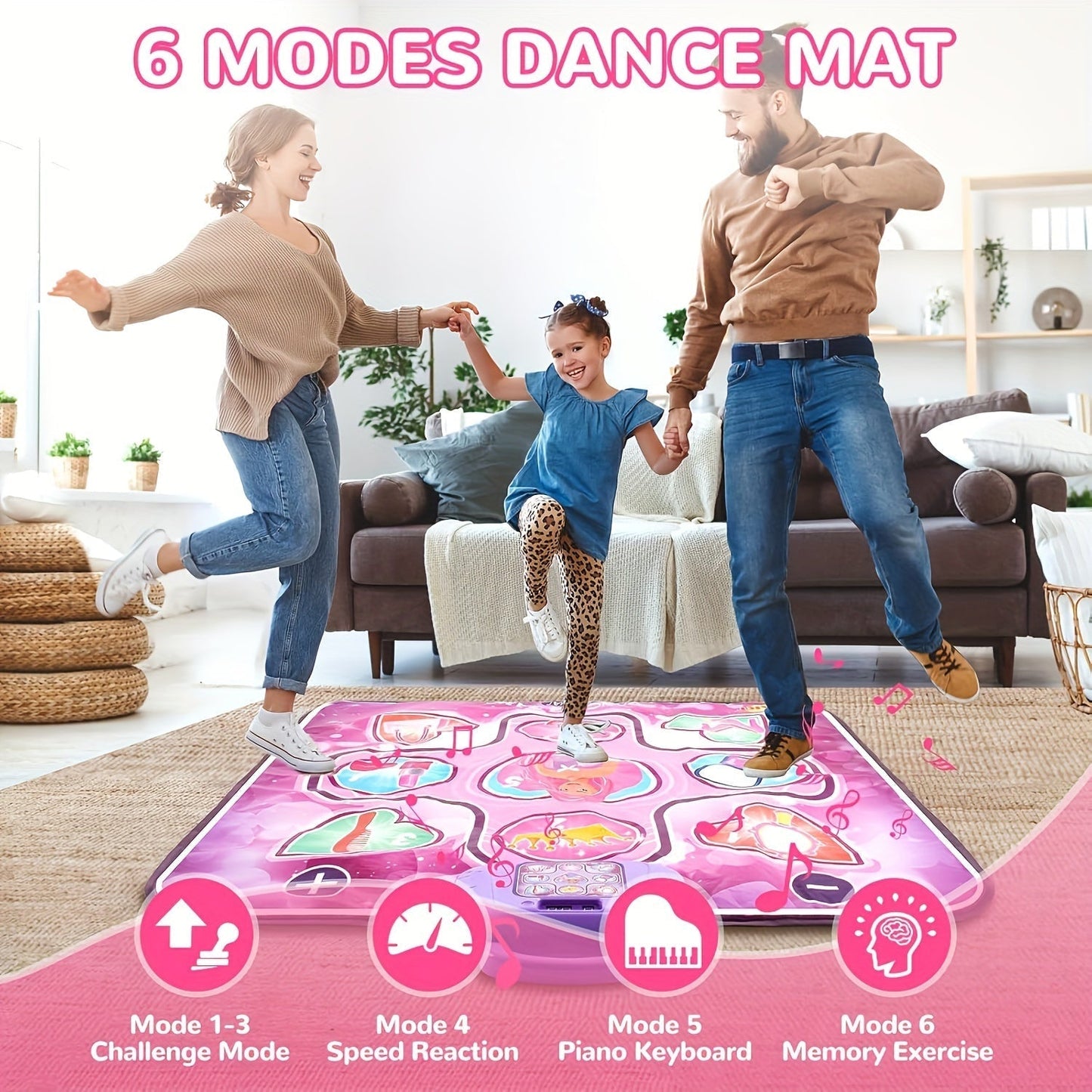 Children's Pink Dance Mat with Scoring Feature and Rhythm Game – No TV