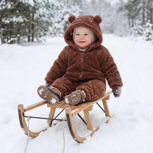 Soft Plush Bear Winter Baby Overall - Cozy Outfit for Infants