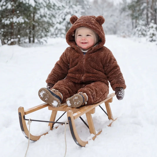 Soft Plush Bear Winter Baby Overall - Cozy Outfit for Infants