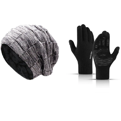 Warm Beanie Hat for Men with Matching Gloves for Winter