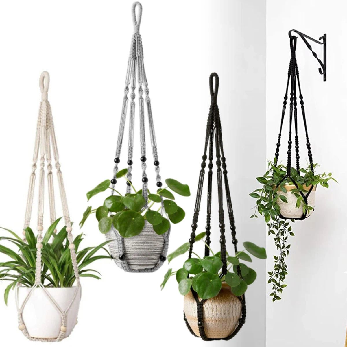 Macrame Plant Hanger – 90 cm Cotton for 3-12 Inch Pots – Boho Style