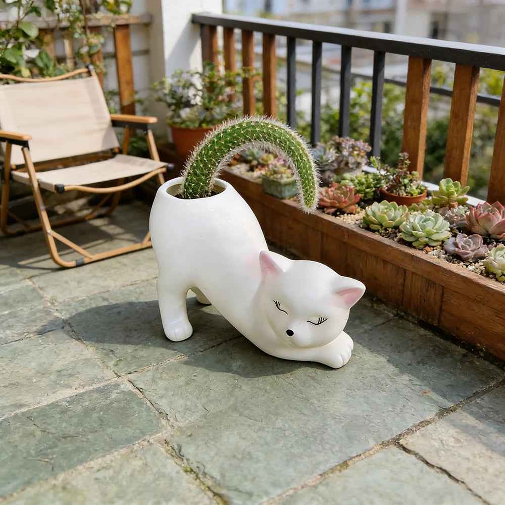 Cartoon Cat Tail Planter | Creative Plant Decoration for Succulents & Cacti at Home, Garden & Balcony