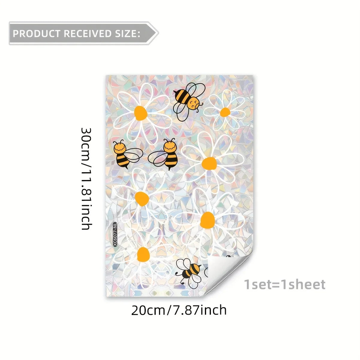 Spring Window Stickers | Colorful Bees & White Flowers | Double-Sided Static Glass Decor