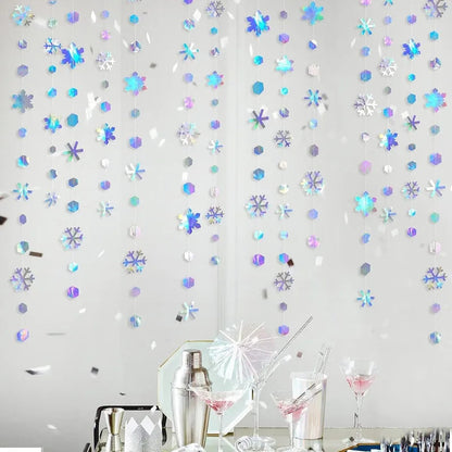 Holographic Snowflake Garland - 4m Iridescent Winter Decoration for Christmas, Weddings & Parties