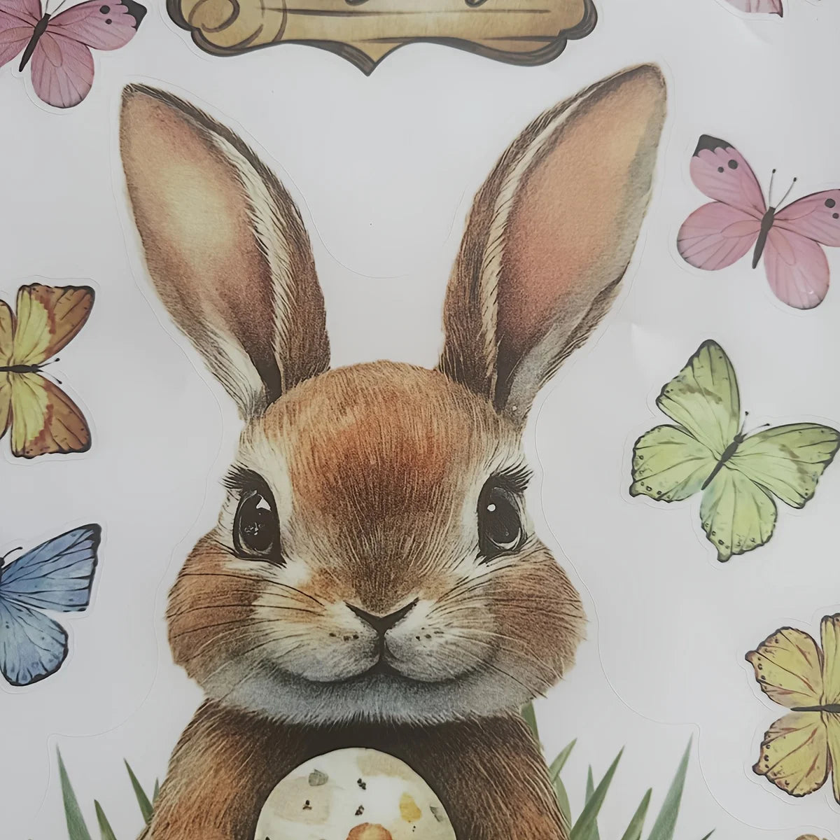 Large Easter Window Stickers – Bunny, Chick, Egg & Butterfly | Static Cling 60x30 cm