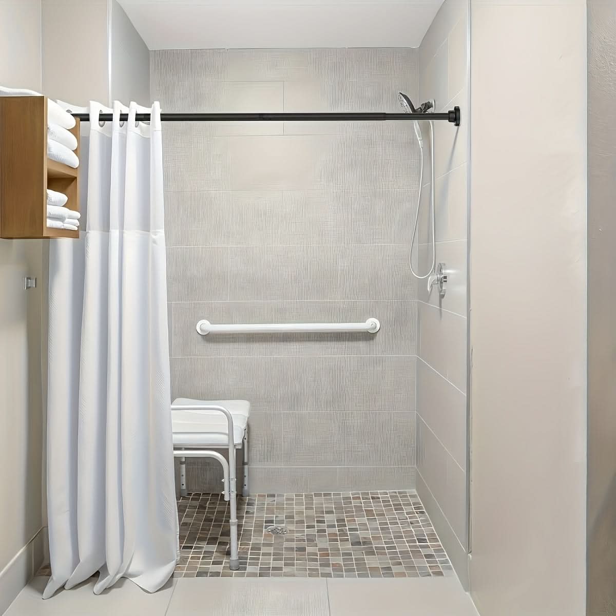 Reinforced Spring Tension Rod for Bathrooms and Closets