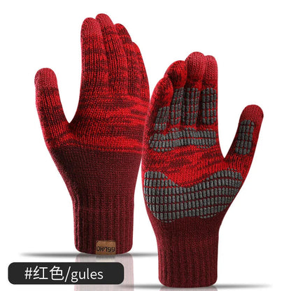 Men's Knitted Gloves - Touchscreen Compatible, Non-Slip, Fleece Lined, Stretchy and Warm for Autumn & Winter