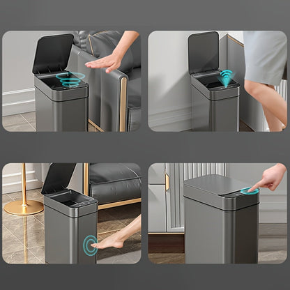 Compact Touchless Trash Can Set with Smart Sensors – 2 Pack (Black)
