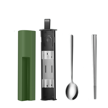 Compact Travel Utensil Set with Carry Case