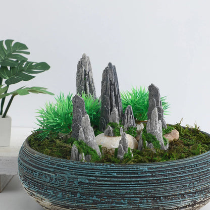 Miniature Rock Decorations Set - 8-Piece Resin Landscape & Desk Decor