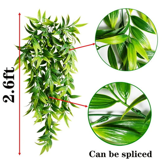 Artificial Bamboo Hanging Plant | 80 cm | Green | Indoor and Outdoor Wall Decor