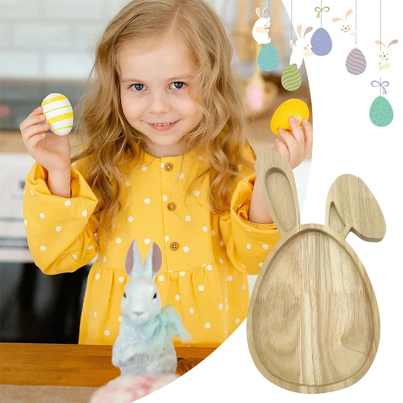 Easter Serving Tray in Wooden Bunny Shape | Decorative Tabletop for Holidays