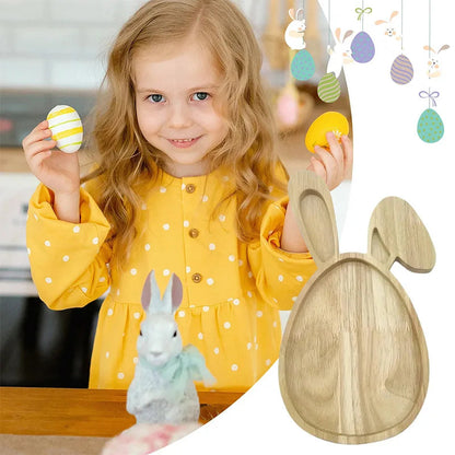 Easter Serving Tray in Wooden Bunny Shape | Decorative Tabletop for Holidays