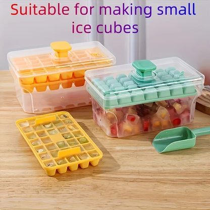 Ice Cube Tray with Lid and Container | Makes 68 Cubes | BPA-Free PP