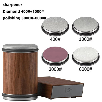 2-in-1 Magnetic Knife Holder and Dual-Angle Rolling Sharpener