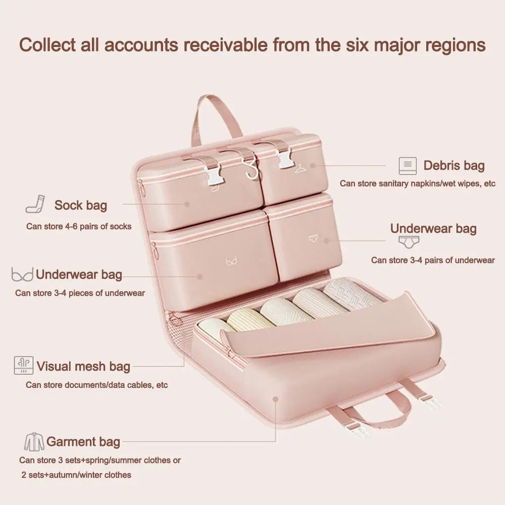 7-in-1 Waterproof Travel Organizer Bag with Hook | Collapsible Hanging Storage 74 × 45 cm