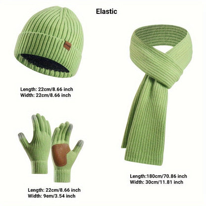 Unisex Winter Comfort Set – Knitted Beanie, Scarf, and Gloves