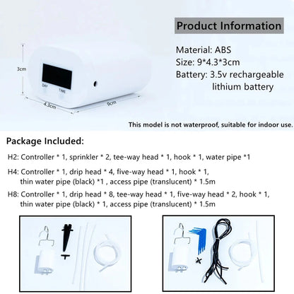Smart Automatic Irrigation System with 2-16 Drippers – USB Rechargeable