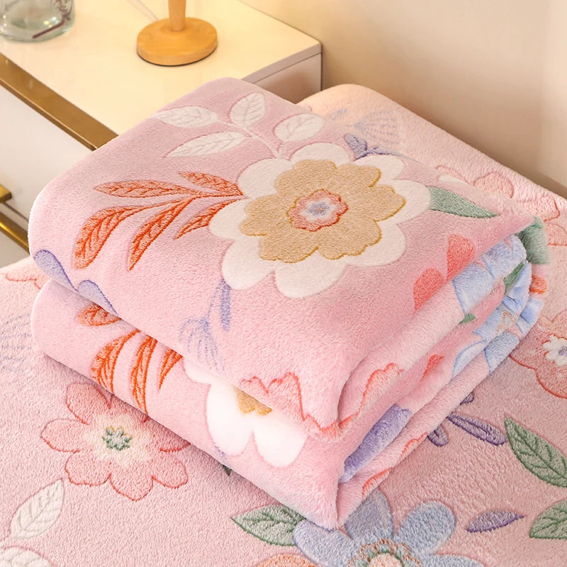 Cozy Floral Blanket | Soft Home Throw for Bed, Sofa & Travel | Skin-Friendly & Vibrant Colors