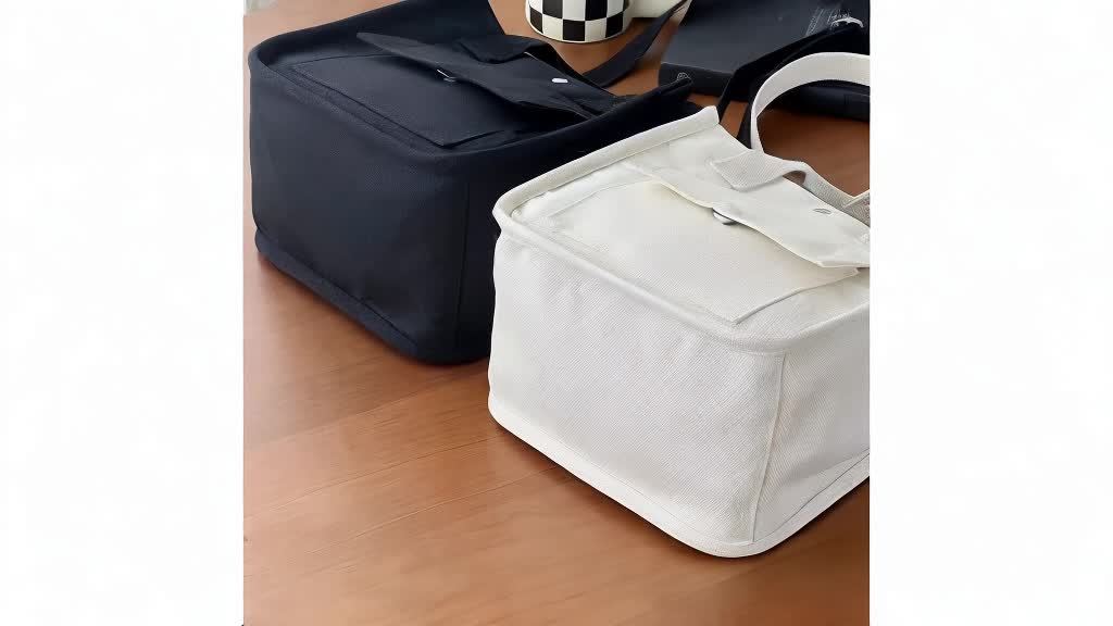 Canvas Sling Bag – White Shoulder Bag with Magnetic Closure and Adjustable Strap