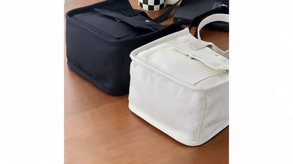 Canvas Sling Bag – White Shoulder Bag with Magnetic Closure and Adjustable Strap