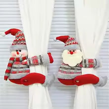 Christmas Curtain Tiebacks – Snowman, Santa & Reindeer Designs | 18×5.5 in