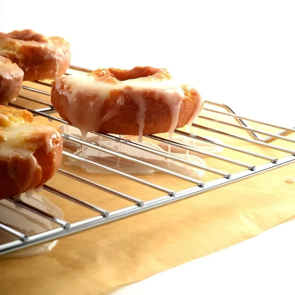 304 Stainless Steel Baking Sheet Set | Rectangular Grill Rack | Oven & BBQ Pan with Drip Tray