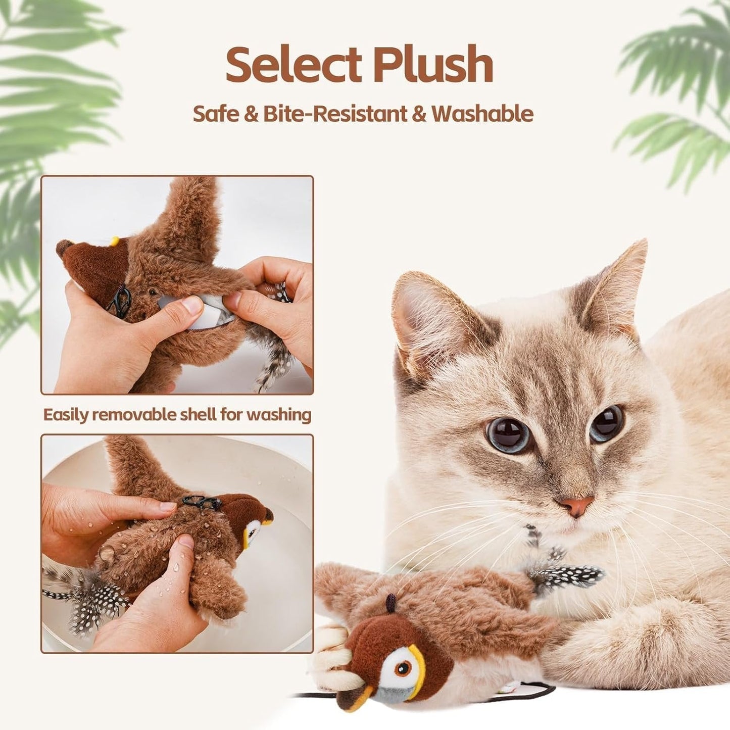Engaging Cat Toy with Fluttering Wings | Motion Sensor & Bird Sounds | Rechargeable