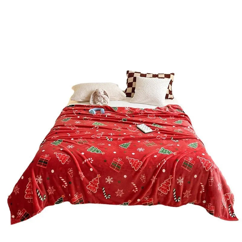 Cozy Red Flannel Christmas Blanket – Soft and Warm Throw