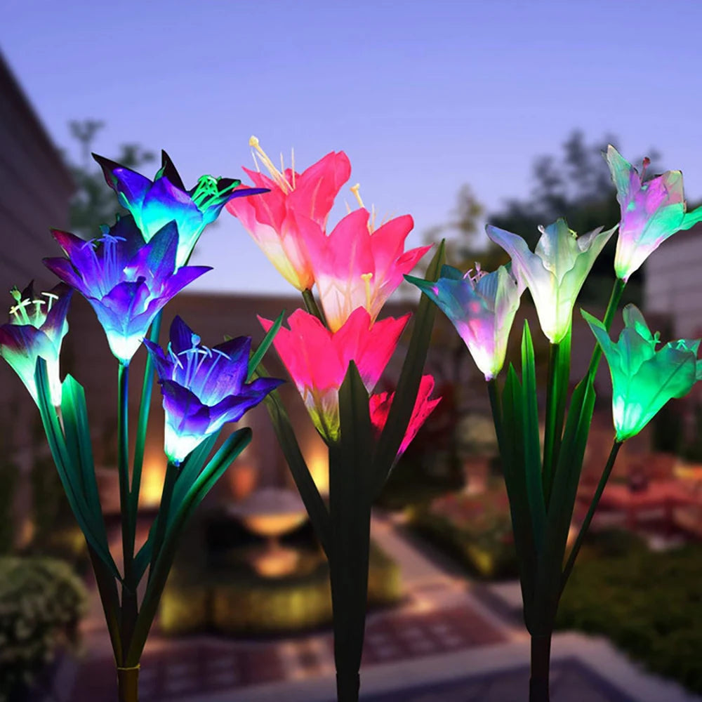 Solar LED Flower Lights – Color Changing Garden Stakes for Outdoors