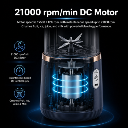 Rechargeable Portable Blender with Two Cups – USB Powered Juicer