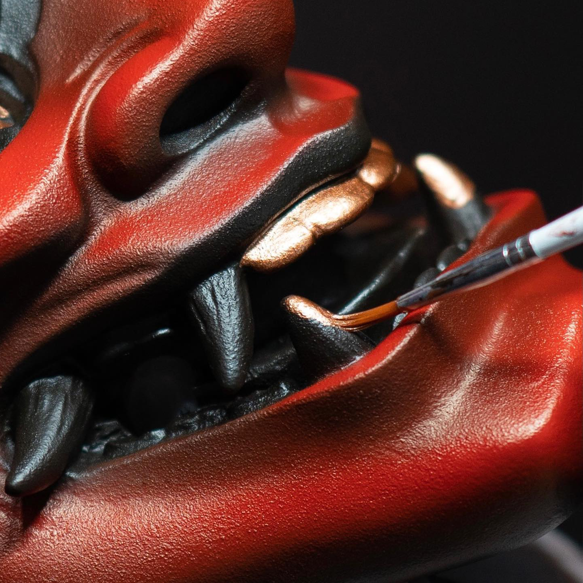 Crimson Oni Spirit Mask – Artisan Crafted Japanese Demon Decor