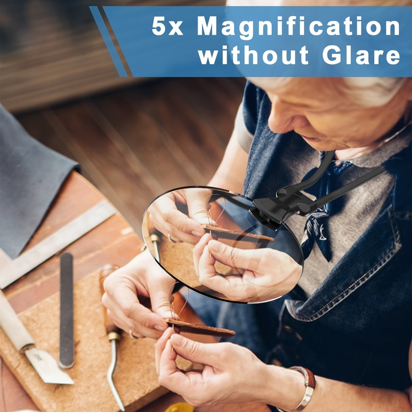 Hands-Free Neck Magnifier – 5x Magnification