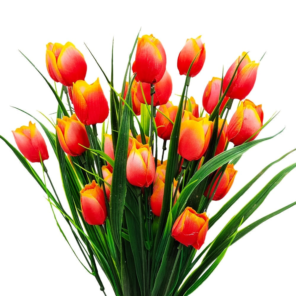 6-Pack Artificial Tulip Bouquets – UV-Resistant and Realistic for Home and Garden Decor