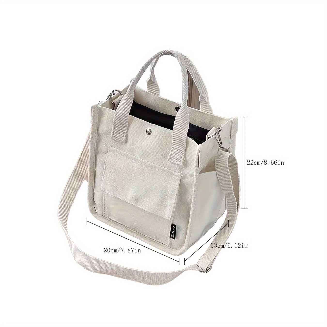 Canvas Sling Bag – White Shoulder Bag with Magnetic Closure and Adjustable Strap