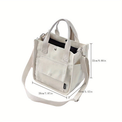 Canvas Sling Bag – White Shoulder Bag with Magnetic Closure and Adjustable Strap